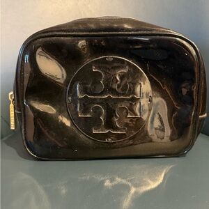 Tory Burch Glossy Black Toiletry Bag